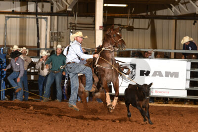 Paul David Tierney calf roping at the 2023 Prairie Circuit Finals