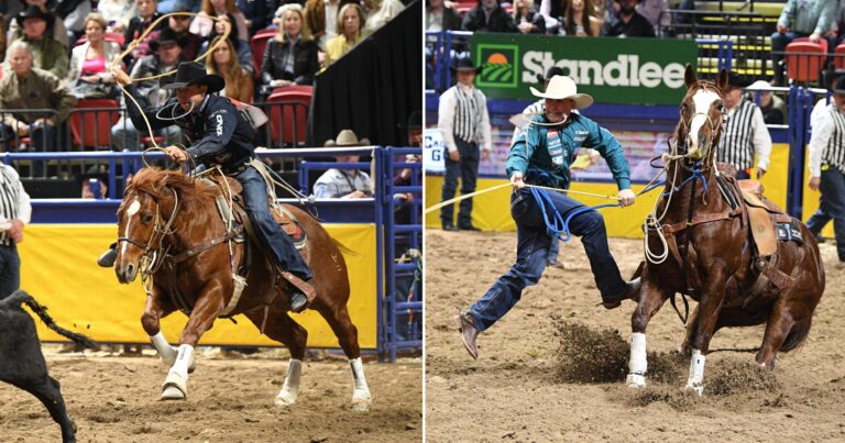 The top two ropers in the world, Riley Webb (right) and Haven Meged (left) are battling for both records and a world championship.