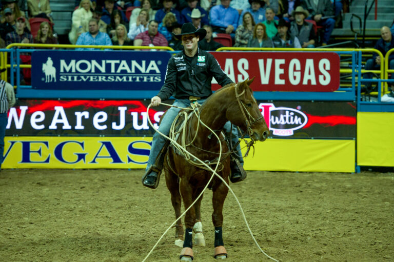 Trevor Brazile smiles after breaking the NFR arena record in 2015.