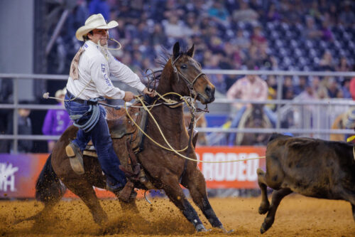 Ty Harris is among the eight ropers advancing to the Sunday Short Go at RodeoHouston thanks to an 8.3-second run.