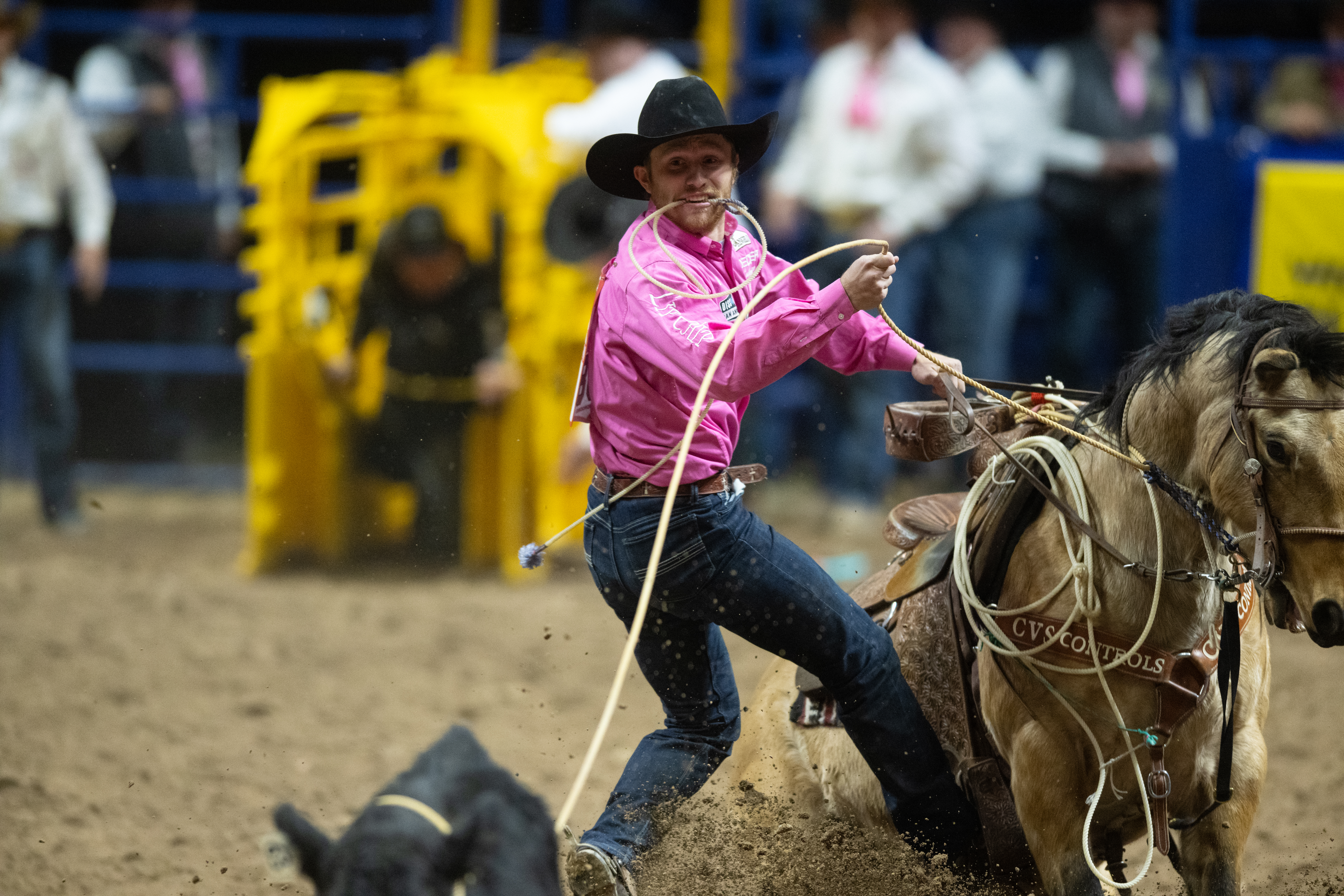 Joel Harris aboard Peso in Round 5 of the 2024 NFR