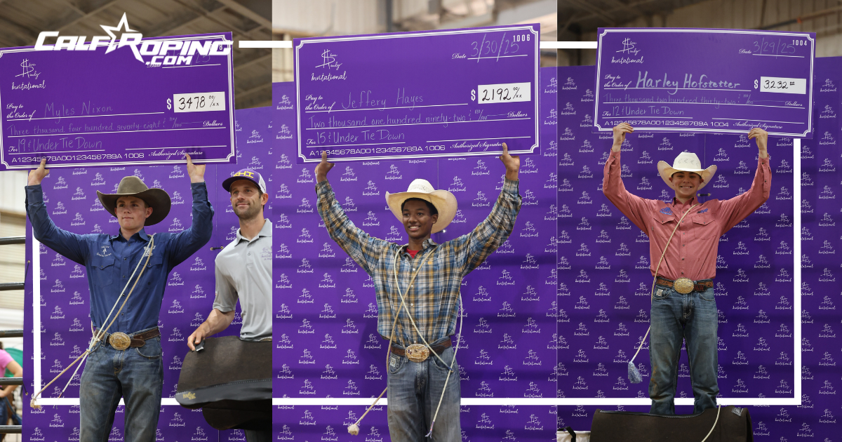 Myles Nixon, Jeffery Hayes and Harley Hofstetter at the Shane Hanchey Invitational Junior Roping.