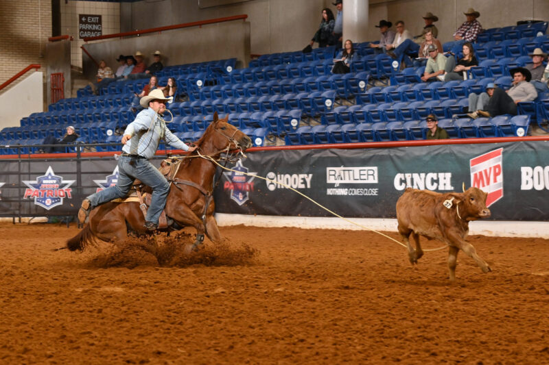 2024 World Championship Junior Rodeo Champion, Tyler Calhoun at the 2025 Hooey Jr Patriot.