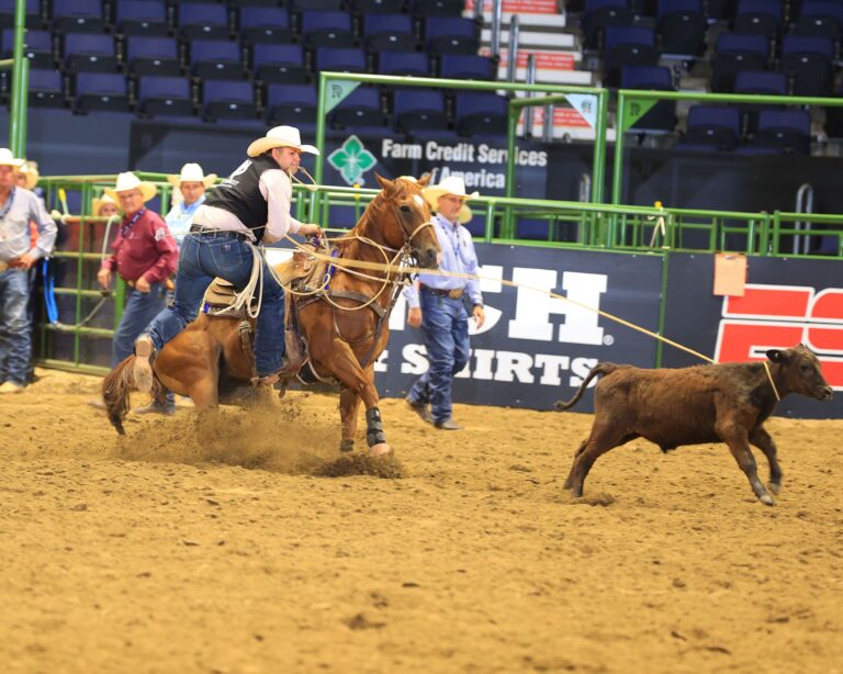 Tyler Calhoun winning round one of the CNFR.