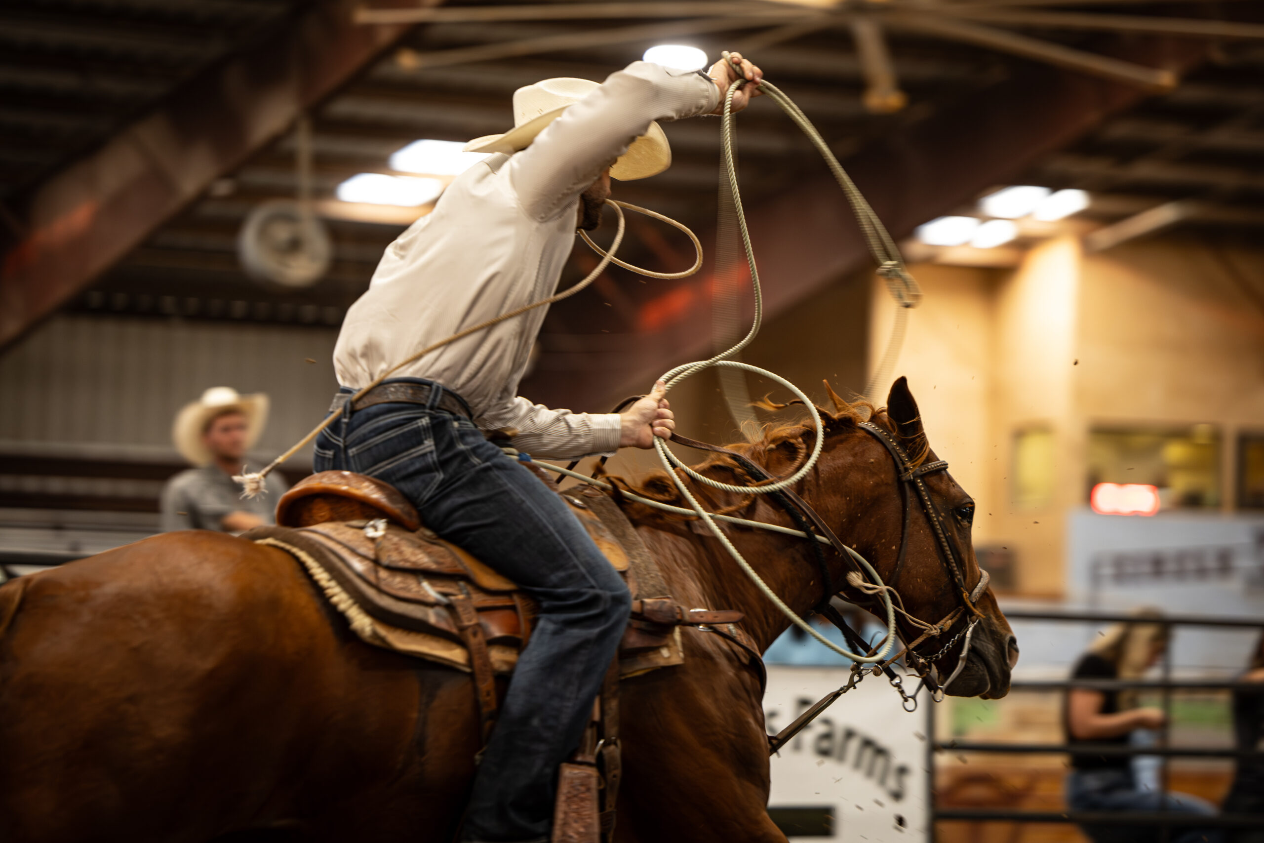 Chance Thiessen and Tom Cats R Popular black out of the box during the Solo Select Stallion Incentive Futurity Finals. 