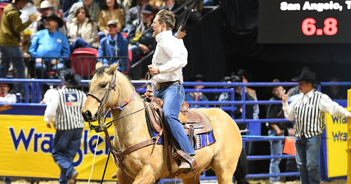 Joel Harris celebrating his 6.8 in Round 6.