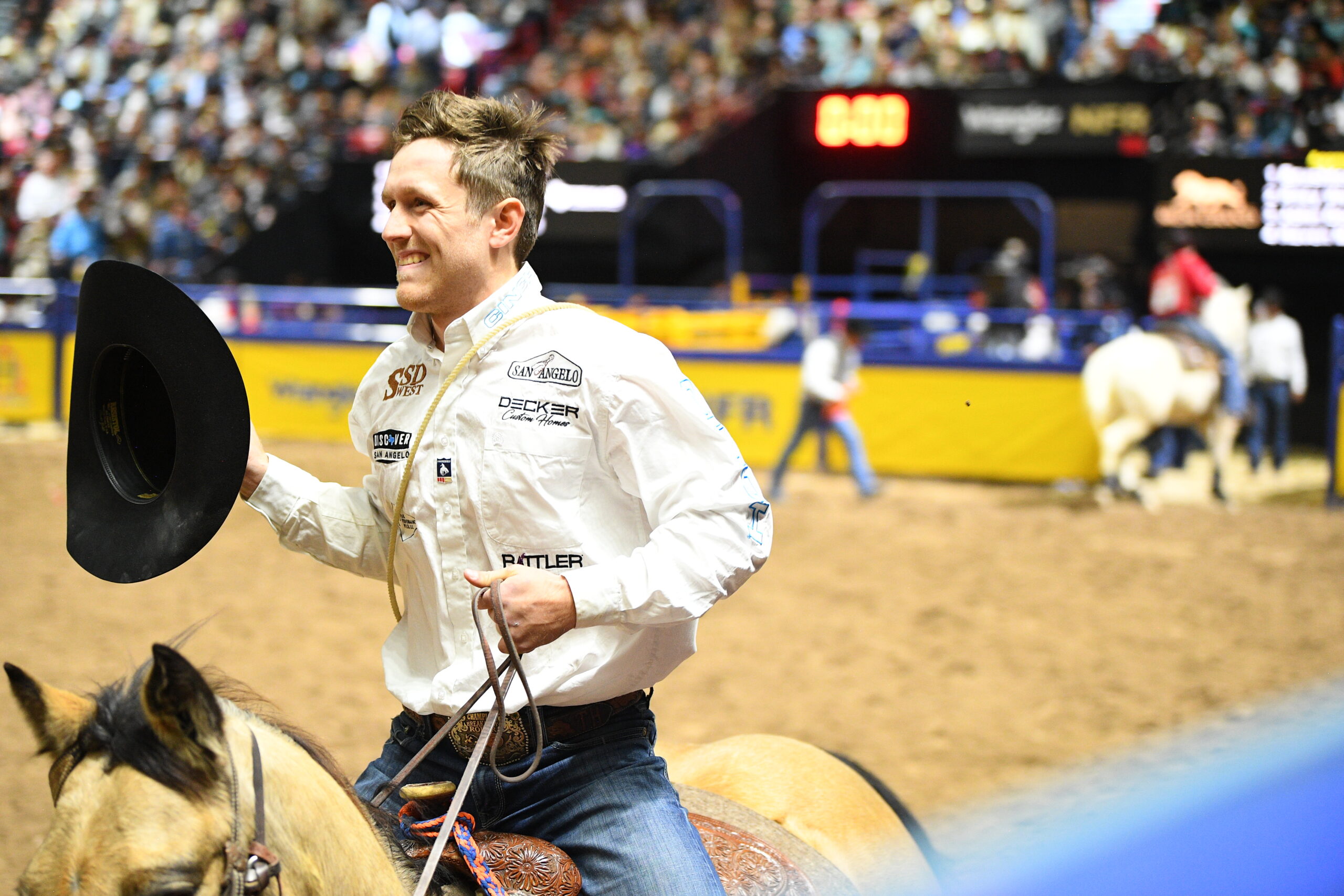Joel Harris taking a victory lap after Round 6.